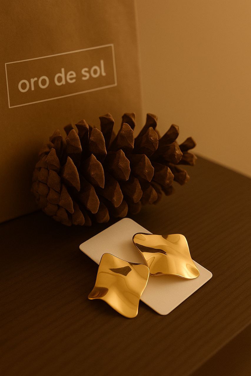 Pendientes Dorados Geométricos Ondulados
