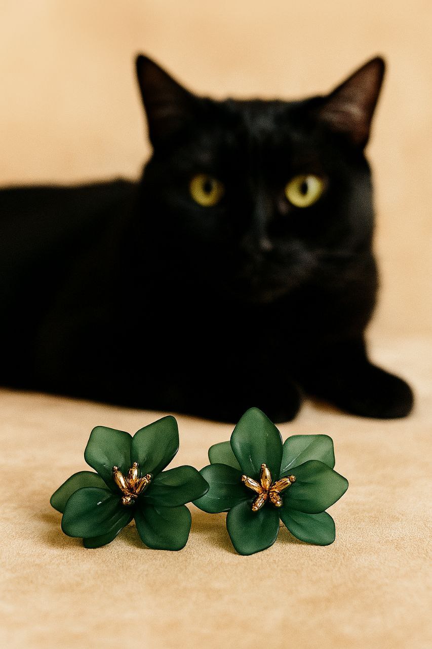 Pendientes flor verde