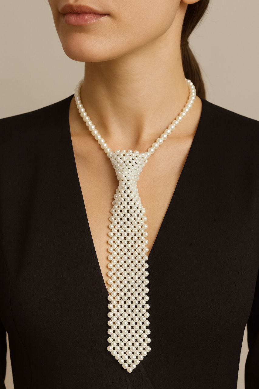 Collar Corbata de Perlas