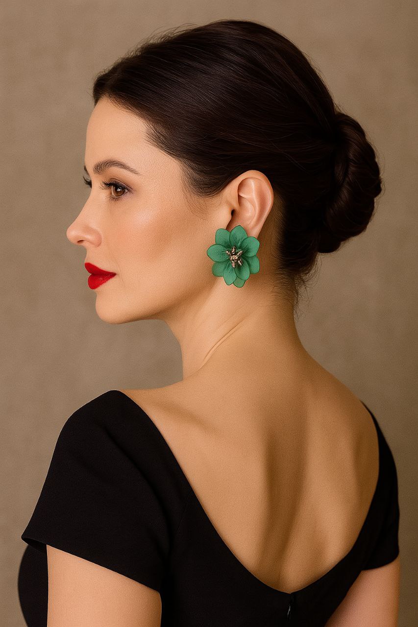 Pendientes flor verde
