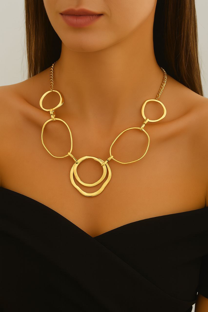 Collar Dorado Círculos Artesanal