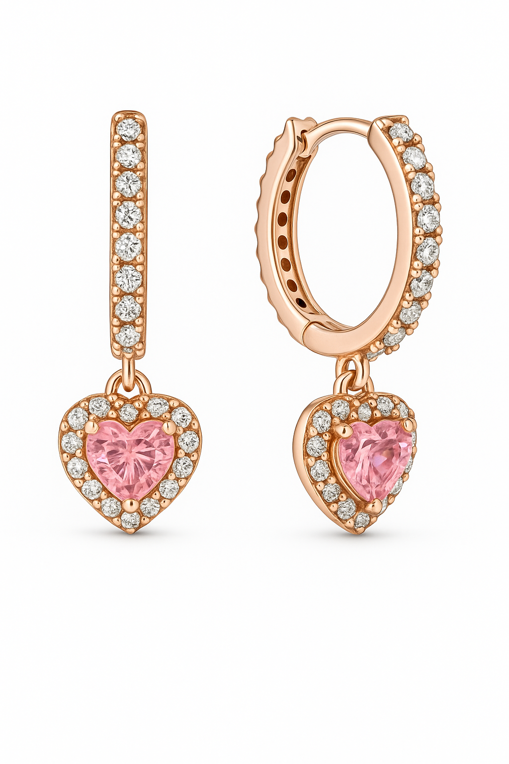 Pendientes de corazón rosa: elegancia, brillo y amor en una sola joya