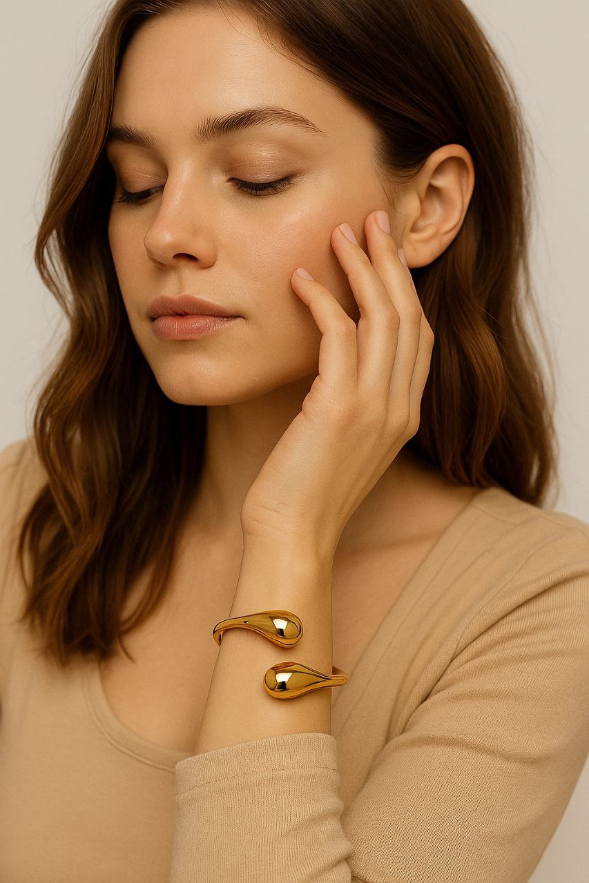 Pulsera Abierta Lágrimas Doradas