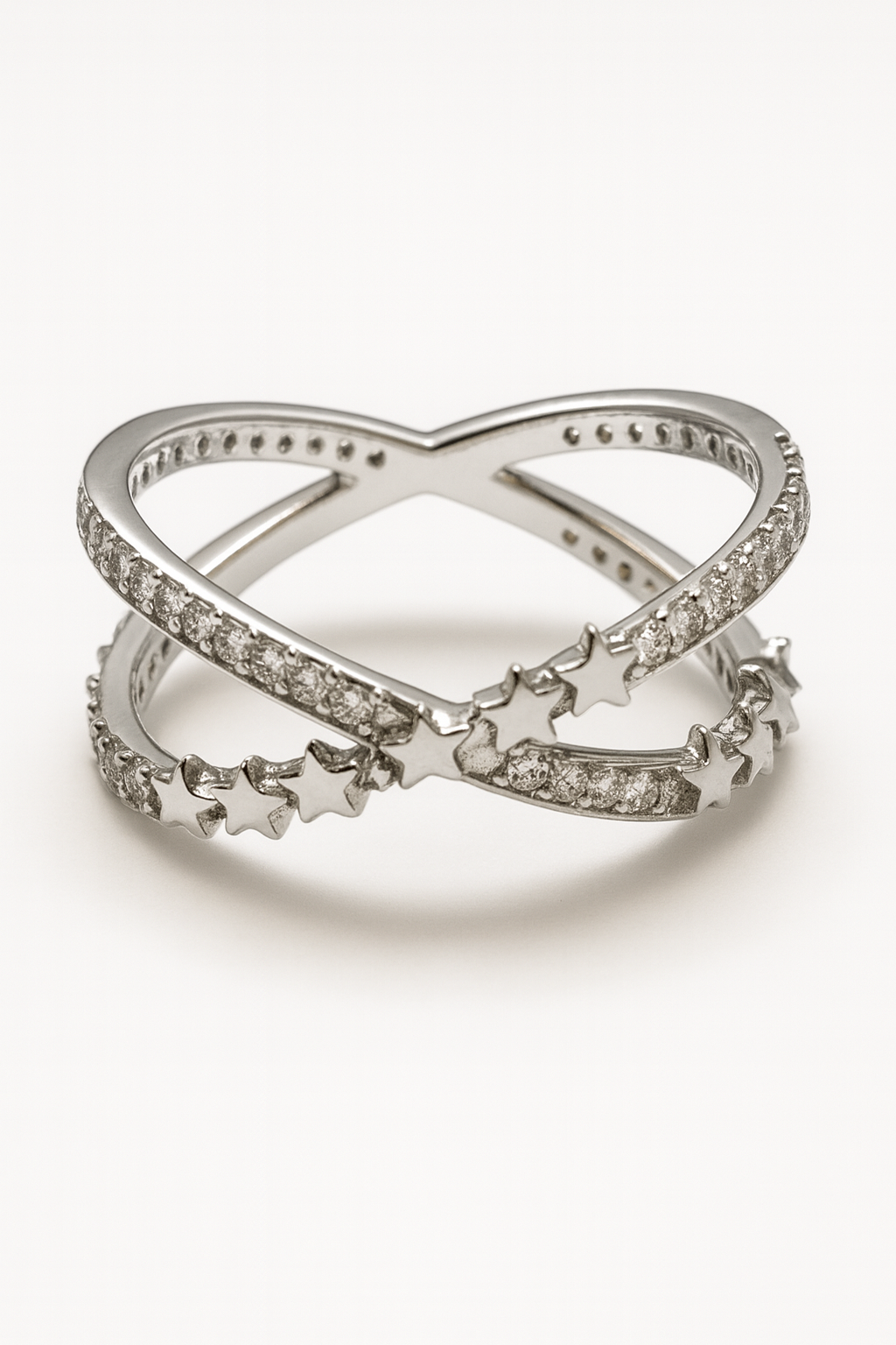 Anillo Plata Estrellas Cruzadas