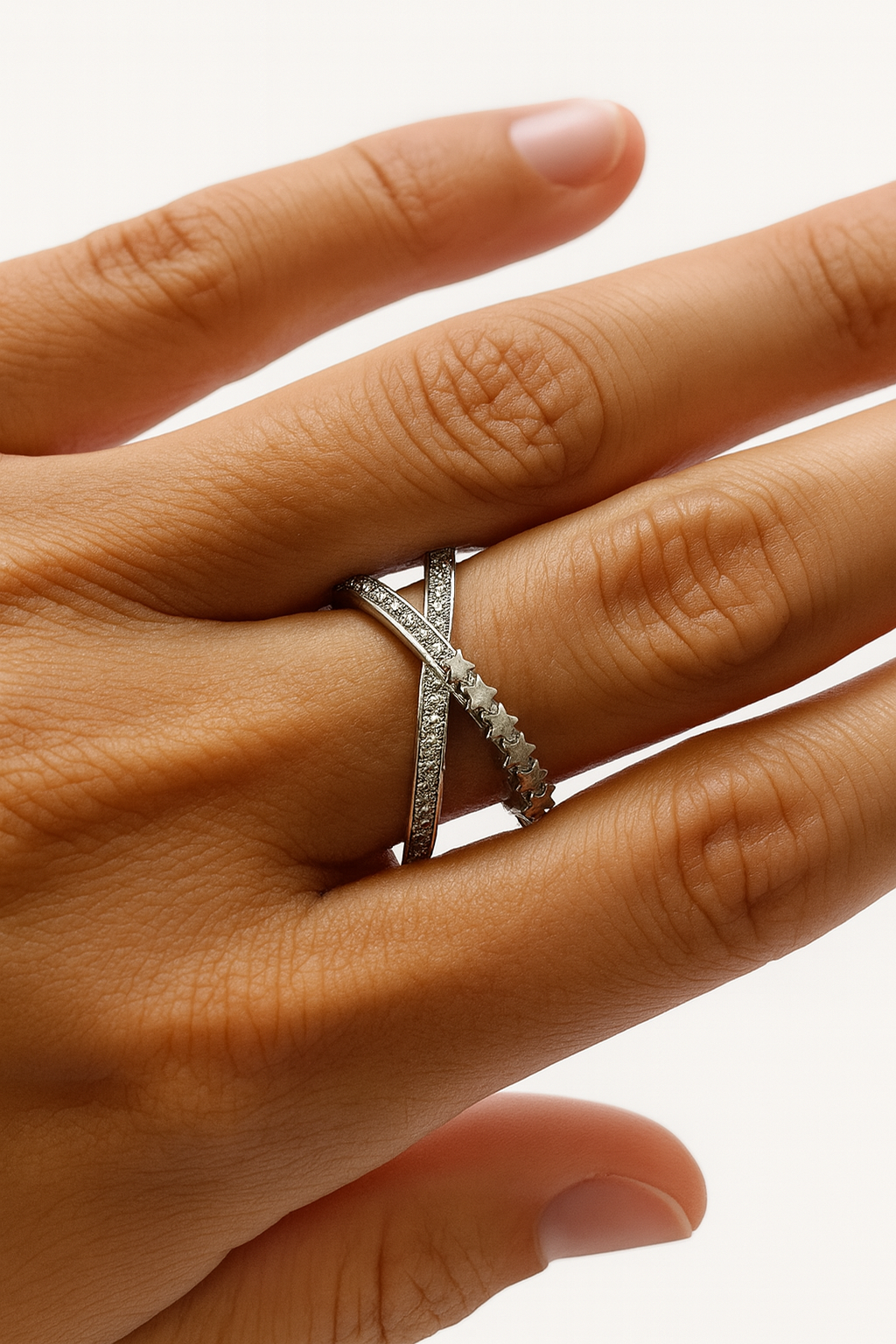 Anillo Plata Estrellas Cruzadas